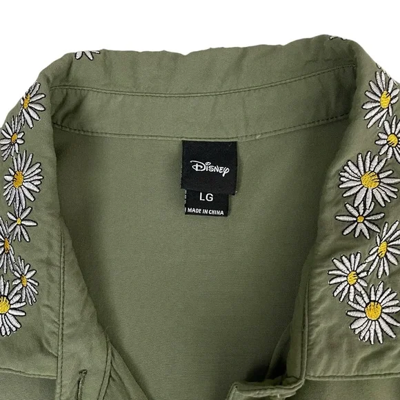 Disney Winnie The Pooh Floral Embroidered Tie Front Top Large - Picture 7 of 12